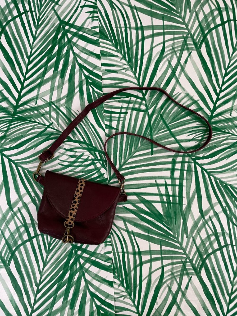 Sundance Odyssey Wine Red Italian Leather Belt Crossbody Bag